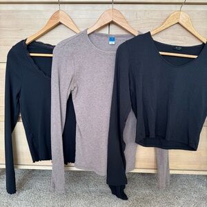 Brandy Melville Black and Brown Long Sleeve Tops